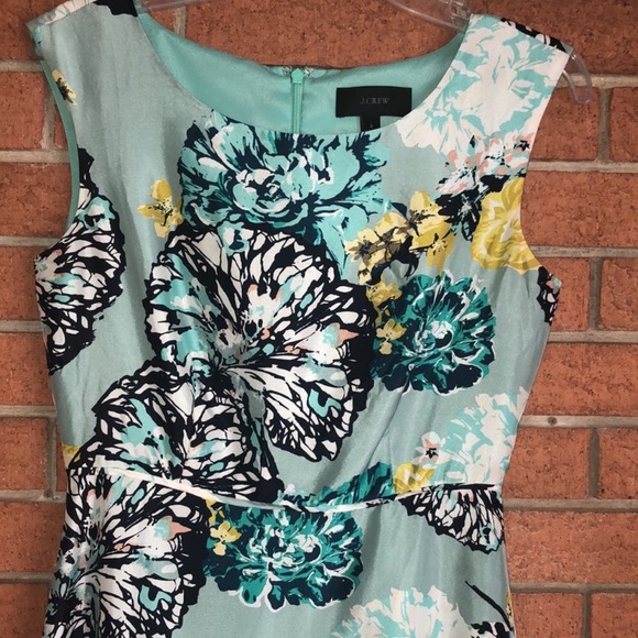 🧚🏽J CREW🧚🏽AQUATIC BLOOMS FLORAL SILK DRESS🧚🏽 - Picture 7 of 11